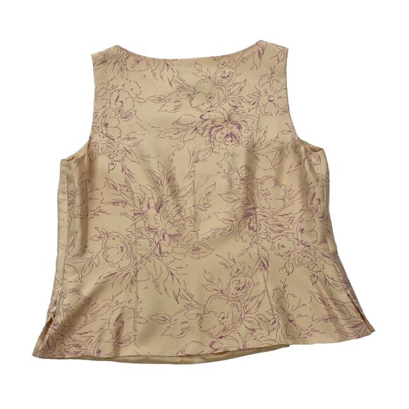 Adrianna Papell Floral Silk Blouse Top Sleeveless Lined Womens 14 Cream Career - Picture 2 of 8